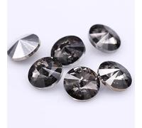 NingPower 60 Pcs Round Glass Rhinestones Pointed Bottom Artificial Crystal Gem for Arts Crafts Projects Sewing Accessories, 18mm, Grey