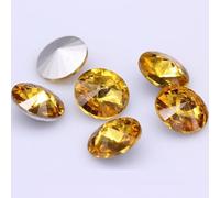 NingPower 60 Pcs Round Glass Rhinestones Pointed Bottom Artificial Crystal Gem for Arts Crafts Projects Sewing Accessories, 18mm, Gold Yellow