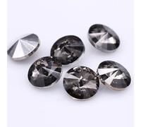 NingPower 60 Pcs Round Glass Rhinestones Pointed Bottom Artificial Crystal Gem for Arts Crafts Projects Sewing Accessories, 18mm, Grey