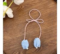 NingPower Flower Hair Ties 4 Pack Ponytail Holders Hair Accessories Hair Scrunchies for Women,Tulip Elastic Hair Bands for Thick,Curly,Thin,Fine Hair,Blue