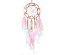 NingPower Pink Green Feathers Dream Catcher Handmade Woven Wall Hanging Dreamcatcher for Home Decor Bedroom Dormitory Room Wall Decor Art Ornament Craft
