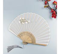 NingPower Shell Fan Hand Held Bamboo Silk Folding Fan Hand Fan Elegant Classical Style For Dance Performance Decorations,Style 1