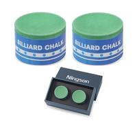 NINGSON Pool Cue Chalk 2 Pack, Premium Round Pool Stick Chalk Billiard Table Accessories for Professional Tournament, Clubs, Bars, Home (Outstanding Performance, Reduce Miscue, Durable)- Green