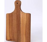 NINGWAAN 2 PCS Wood Cutting Board with Handle, Kitchen Chopping Block Wooden Charcuterie Board Food Tray for Meat, Fruit, Bread, 11.6 x 8 x 0.6 inch, Brown