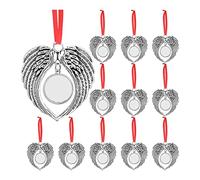 NINGWANG 12Pcs Angel Wing Shape Blank Hot Transfer Printing Sublimation Ornament Decoration for Christmas Tree Decor Xmas Party