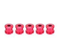 NinGYiYan Crank Fixing Bolts for Bike, Aluminum Alloy, High Strength, Anti-Rust, Lightweight, Durable, Includes 5 Pairs Screws and Nuts (Red long version for double discs)