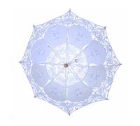NinGYiYan Elegant Style Wedding Lace Umbrella, for Bridal Parasol, Romantic Umbrella, for Wedding Decoration, Photo Props, Handmade Craft, Vintage Design, Long Handle, White Color, (White - Large)