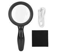 NinGYiYan for 5X 10X, for Handheld Magnifying Glass, Brightness Adjustable LED, for Reading Repair (All Black)