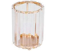 NinGYiYan For Cosmetic, For Brush Holder - Transparent Glass, Round, Decorative - Desktop Pen Storage Organizer Box (Gold)
