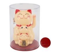 NinGYiYan for Solar Powered Smiling Cat Ornament, for Automatic Hand Waving Fortune Cat, for Car Desktop, 4.5 Inch, Solar Powered, Funny Gift, Outdoor Decor (Yellow)