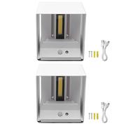 NinGYiYan for Square Wall Lamp, New Upgrade Human Motion Sensor, Up Down Light, Adjustable Beam Angle, High Bright LED, Prime Metal, Easy Installation (White)