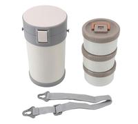 NinGYiYan Insulated Food Jar, For 2.3L Large Capacity, 3 Tier Microwave Safe Design, 304 Stainless Steel Thermal Lunch Box, With Adjustable Shoulder Strap, For School Office Use, L (White)