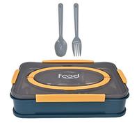 NinGYiYan Multifunctional, for Students, School Canteen, Divided Dinner Tray, Food Plate, Stainless Steel, Durable, Easy Clean, Portion Control, Lunch Tray, Cafeteria Essential, Me (Blue and yellow