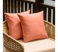 NiNi ALL Outdoor Waterproof Throw Pillow Covers Set of 2 Decorative Farmhouse Garden Pillowcase Solid Cushion Cases for Patio Tent Couch 26x26 inch Orange