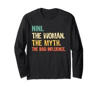 Nini The Woman The Myth The Bad Influence Funny Retro Long Sleeve T-Shirt