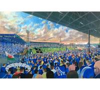 Ninian Park Stadium Art Print, Cardiff City FC, A4 Size 29.7 x 21 cm, UV-Stable Giclee Print on 260gsm Paper, Black Frame