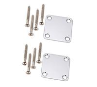 Niniang 2 Set Electric Guitar Neck Plate with Screws for Precision Guitar Strat Tele, Replacement, Chrome