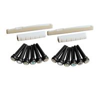 Niniang 2 x 6 Acoustic Guitar Bone Bridge Strings and Nut and 12pcs Ebony Guitar Bridge Pins White + Black