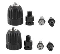 Niniang 2Pcs 0.8-10mm Precise Keyless Drill Chuck Converter 3/8 Inch - 24UNF Thread Change Adapter with SDS-Plus Hex Shank Socket