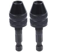 Niniang 2x 0.3-3.6mm Impact Chuck Screwdriver Keyless Wrench Adapter 1/4 Inch Black Shank Drill