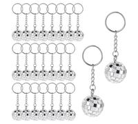 Niniang Disco Ball Keyring, 24 Pieces, Disco Ball Gifts, 70s Disco Keyring, Silver Disco Ball Keyring, Ball , Easy Installation, Easy to Use