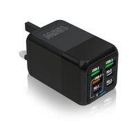 Niniber 150W Multi Port Fast Charger,6-Port USB C Plug UK Fast Charger,3PD Type C Port+3QC USB A Plug Fast Wall Charger Power Adapter for iPhone 16/15/14/13/12/11 Series/XS/XR/SE,iPad,AirPods,Black