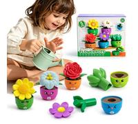 Ninigai Montessori Toddler Flower Toy, Bloom & Learn Garden Set with 5 Shape & Color & Number Flowers, Sensory Pretend Toys for Preschool Early Learning, Toddlers Gift for 1 2 3 Girls & Boys