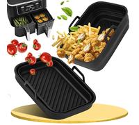 Ninipie 2PCS Foldable Air Fryer Liners Silicone for Ninja Foodi Max Dual Zone 9.5L Air Fryer AF400UK/ AF451UK/ SL400UK, Air Fryer Accessories Silicone Baskets for Ninja Double Stack XL 9.5L Air Fryer