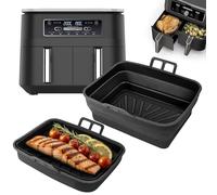 Ninipie 2PCS Foldable Ninja Air Fryer Liners Silicone for Ninja Foodi Max Dual Zone AF300UK AF400UK 7.6L-9.5L AF451UK SL400UK, Tower Air Fryer Accessories Silicone Baskets for Cosori Dual Air Fryer