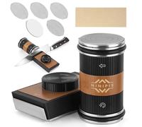 Ninipie Rolling Knife Sharpener Kit for Kitchen Knives, Professional Kitchen Knife Sharpener with 5 PCS Replaceable Roller Knife Sharpening Stone Discs, Whetstone, Angle with 15° to 20° Type