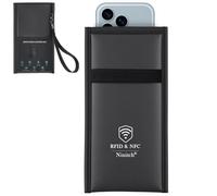 Ninitch Faraday Bags for Phone Privacy & Security - Signal Blocking Pouch for GPS/WIFI/5G/RFID - Fireproof & Waterproof Anti-Drop Case for Travel & Data Protection Black