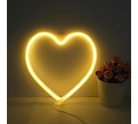 NiniTe LIGHTS Heart LED Neon Light, USB/Battery Powered Heart Shaped Neon Sign Lamp, Decorative Night Light Wall Decor for Bedroom Living Room Kids Room Wedding Party Christmas (Heart-Y)