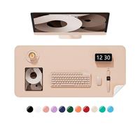 Niniubye Desk Pad, 23.6" x 13.8" PU Leather Non-Slip Desk Mat Large Mouse Pad for Desktop, Waterproof Laptop Computer Writing Mat for Office, Home, Work, Gaming, Flesh Pink
