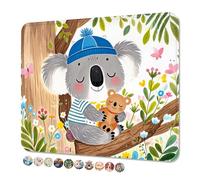 Niniubye Mouse Pad, Square Cute Mouse Pad 10 x 8 Inch, Waterproof Premium-Textured & Stitched Edge Computer Mat with Non-Slip Rubber Base for Office Home Gaming Laptop, Cute Koala and Bear