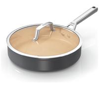 Ninja Extended Life 26cm Ceramic Sauté Pan, Non-Stick (No PFAs, PFOAs, Lead or Cadmium), Induction Compatible, Stainless Steel Handle, Oven Safe to 285°C, Terracotta & Grey, CW90126UK