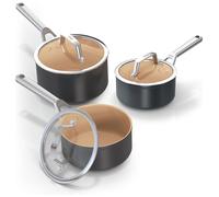 Ninja 3 Piece Extended Life Ceramic Aluminium Saucepan Set