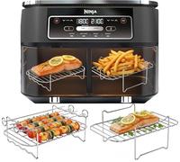Ninja 7.6L AF200UK Air Fryer Racks | Made for 7.6L Ninja AF200 | Single Layer & Skewer Rack + 6 Skewers | 304 Stainless Steel, Dishwasher Safe | Ninja AF200UK Accessories | by iStock Ltd