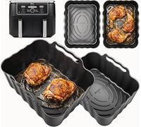 Ninja 9.5L AF400UK Silicone Liners | 2.5mm Thick, Convex Base, Non-Stick & Dishwasher Safe | 2PCS Ninja Foodi Max Dual Zone Air Fryer Liners | Ninja AF400UK Accessories | by iStock Ltd