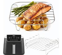 Ninja AF140UK Air Fryer Racks | 2× Stainless Steel Cooking Racks (Flat + Skewer) | 2-Tier Cooking Set | 304 Steel | AF140 Accessories | by iStock Kitchen