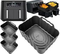 Ninja AF300UK Silicone Liners 4-Pack | Glove-Like Fit for Ninja 7.6L AF300UK Dual Air Fryer | 2.5mm Thick with Convex Base, Non-Stick & Dishwasher Safe | 2PCS AF300UK Accessories | by iStock Ltd