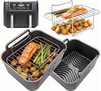 Ninja AF400UK Accessories | AirFlow Pro™ Silicone Liners + Racks for Ninja Dual Zone 9.5L AF400UK | 2 Liners, 2 Stainless Steel Racks + 4 Skewers | Dishwasher Safe | by iStock Kitchen