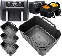 Ninja AF400UK Silicone Liners 4-Pack | 2.5mm Thick, Convex Base, Non-Stick & Dishwasher Safe | Reusable 9.5L Air Fryer Liners | Ninja Air Fryer Accessories | by iStock Ltd