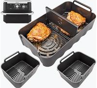 Ninja AF500UK Accessories | AirFlow Max™ 3-in-1 Divider Liner + 2PCS Airflow Pro™ Liners | 15mm Raised Ridges for Airflow, 3.5mm Thick | 10.4L Silicone Liners for Ninja AF500UK | by iStock Kitchen