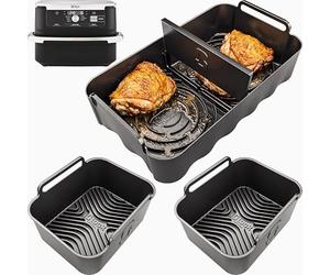 Ninja AF500UK Accessories | Airflow Max™ 3-in-1 Divider Liner + 2PCS Airflow Pro™ Liners | 15mm Raised Ridges for Airflow, 3.5mm Thick | 10.4L Silicone Liners for Ninja AF500UK | by iStock Kitchen