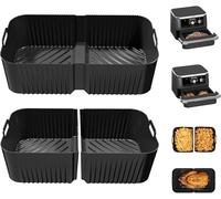 Ninja Air Fryer Silicone Liners for Flexi Drawer 10.4L, AF500UK and Ninja Foodi Flexdrawer Accessories, Premium 10cm High Reusable Large Air Fryer Inserts 3 Packs Black