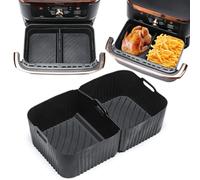 Ninja Air Fryer Silicone Liners,Large Air Fryer Liners for Ninja AF500UK, Reusable Air Fryer Accessories for Ninja Foodi Flexdrawer Dual Air Fryer,Ninja Air Fryer 10.4 Litre Inserts (Black)