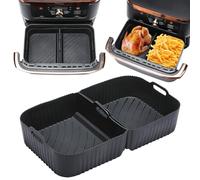 Ninja Air Fryer Silicone Liners,Large Air Fryer Liners for Ninja AF500UK, Reusable Air Fryer Accessories for Ninja Foodi Flexdrawer Dual Air Fryer,Ninja Air Fryer 10.4 Litre Inserts (Black)…