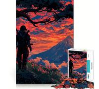Ninja at Mount Fuji Sunset 1000 Piece Jigsaw Puzzles for Teenagers Jigsaw Smart Game Warm Time Image Assembly Lovely Gift (50x75cm)