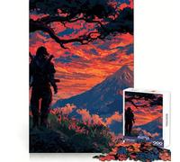 Ninja at Mount Fuji Sunset 1000 Piece Jigsaw Puzzles for Teenagers Jigsaw Smart Game Warm Time Image Assembly Lovely Gift (50x75cm)