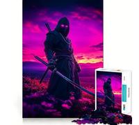 Ninja at Sunset Jigsaw Puzzle for Teenagers 1000 Pieces Smart Game Family Time Pattern Assembly Santa Wish Pick (38x26cm)